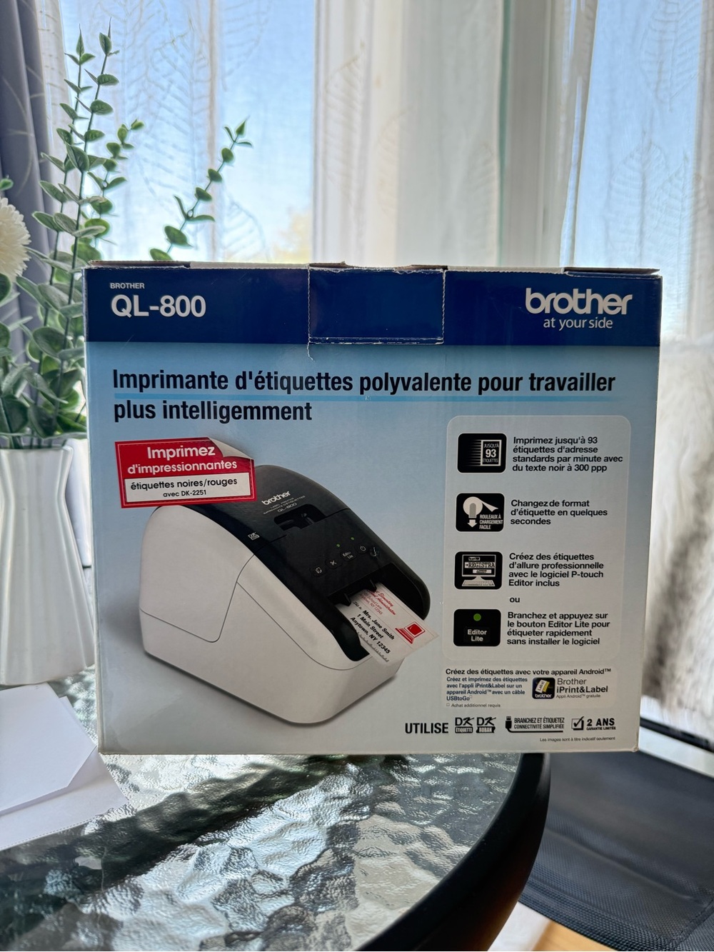 Brother QL-800 Label Printer Box Artwork in Blue, White, Black